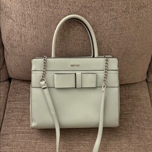Nine West Light Blue Satchel with Chain Strap